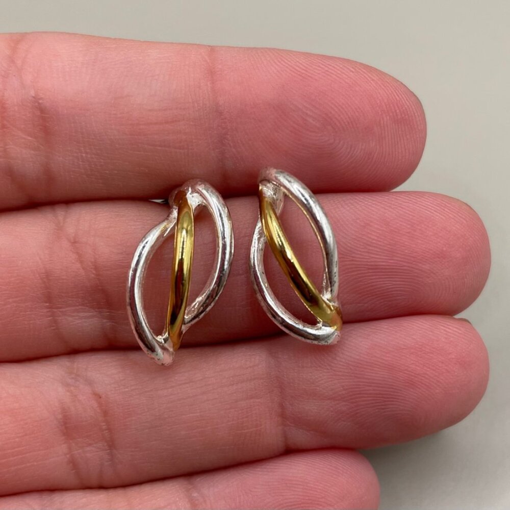 Vintage Silver Gold Tone Dangle Drop Statement Earrings